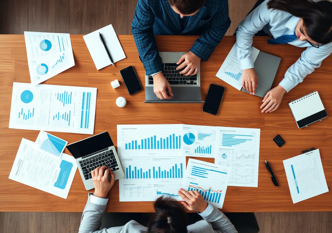 Commercial analysts reviewing performance dashboards