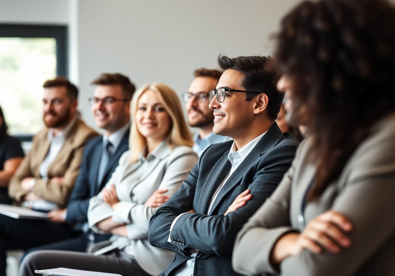 Corporate employees attending a workplace health promotion session