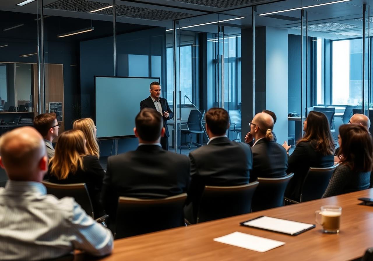 Leadership curriculum training session inside a corporate classroom