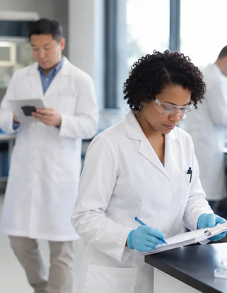 Health and safety experts in a lab